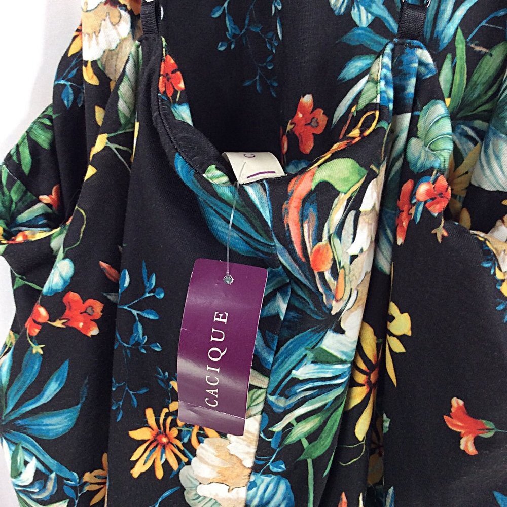 Cacique 22/24 2X High Neck Tank Night Gown Sleep Dress Lace Floral Lane Bryant - Picture 8 of 9